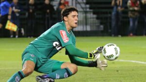 KISSIMMEE, FL - JANUARY 11: Uilson #1 of Atletico Mineiro makes a save against Bayer Leverkusen at ESPN Wide World of Sports Complex on January 11, 2017 in Kissimmee, Florida. (Photo by Alex Menendez/Bongarts/Getty Images)