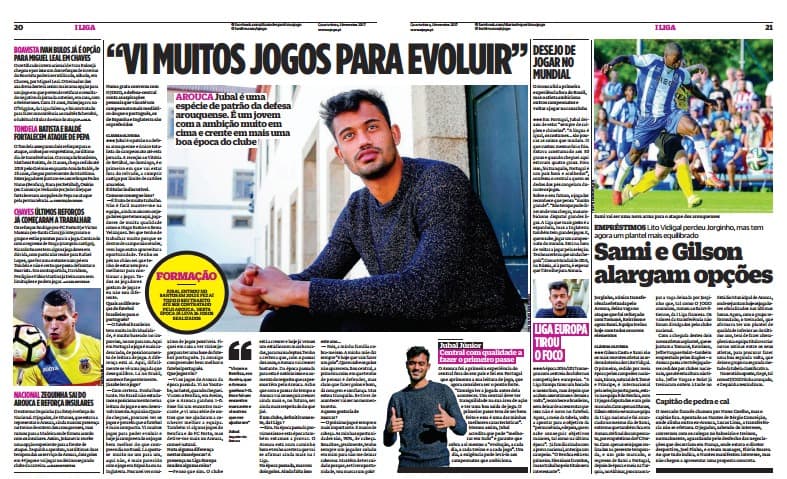 Zagueiro Jubal falou com exclusividade ao jornal O Jogo