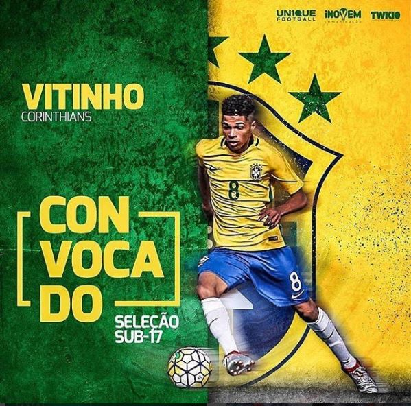 Vitinho, do Corinthians, é convocado para período de preparação da Seleção Brasileira Sub-17