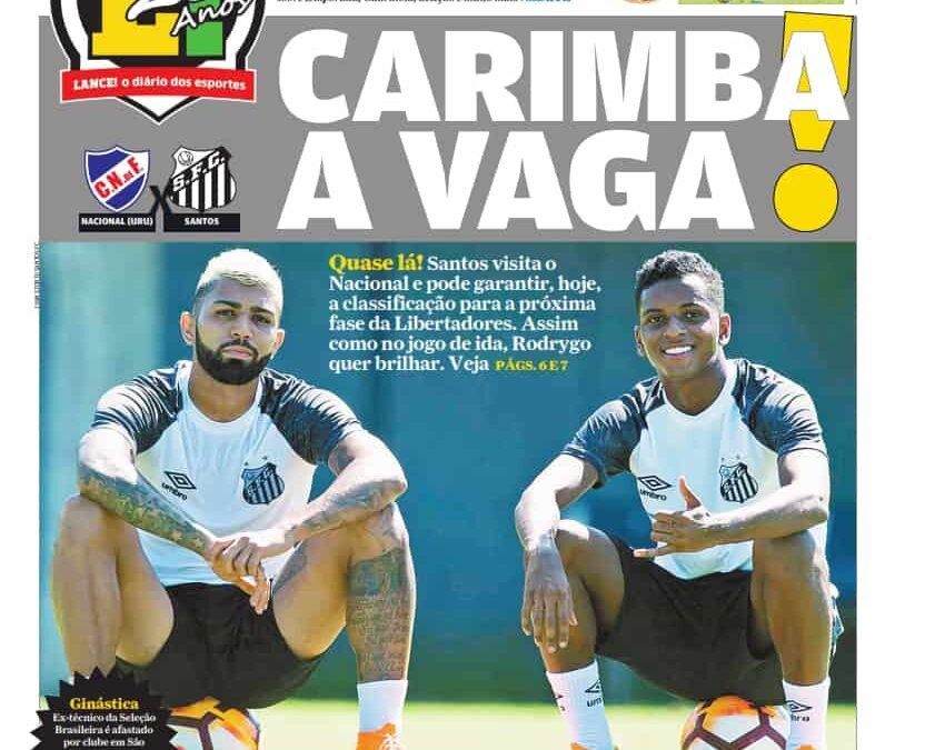 Antes de duelo do Santos pela Libertadores, Rodrygo é destaque e capa no Diário LANCE!