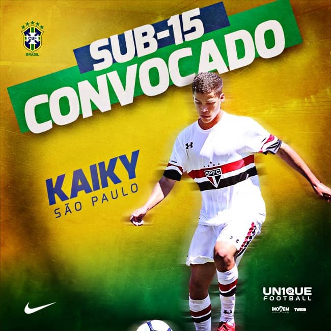 Kaiky, jovem atacante do São Paulo, é convocado para a Seleção Brasileira Sub-15