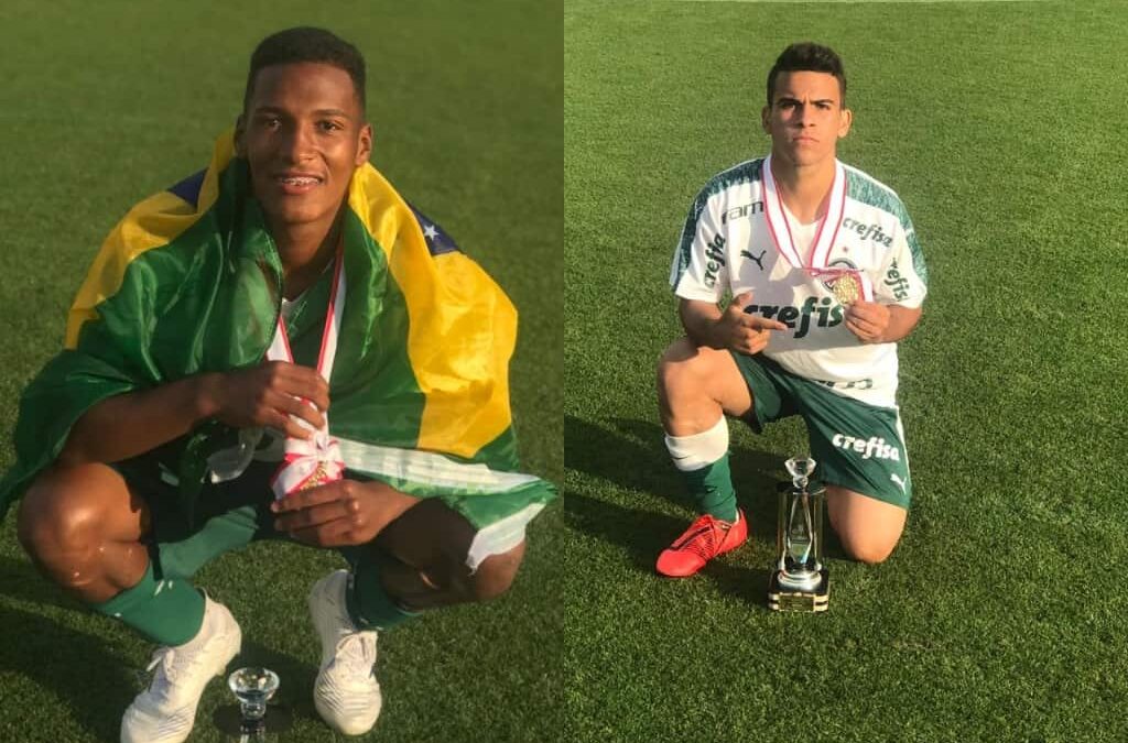 Caio e Athos, meio-campistas do Palmeiras Sub-14, são campeões no Japão