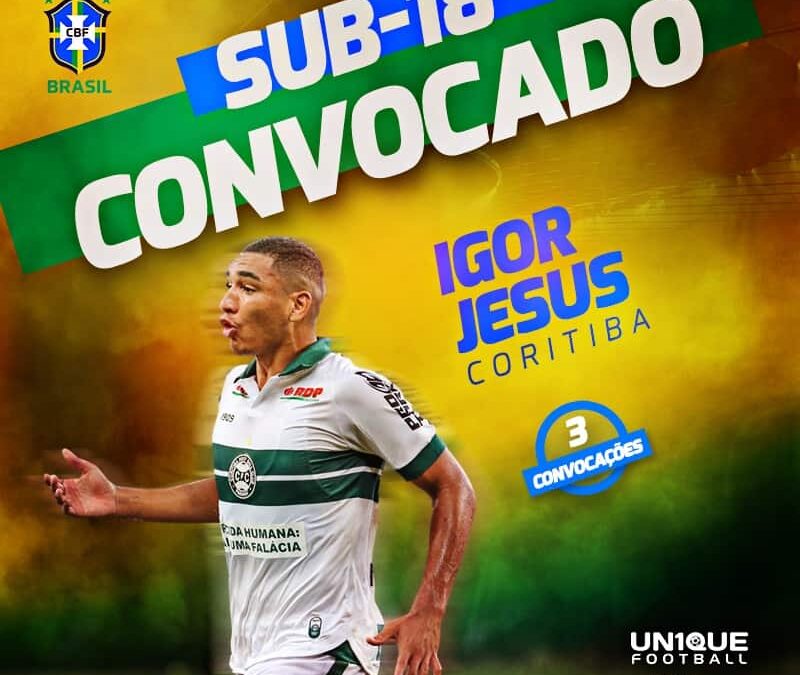 Atacante Igor Jesus, do Coritiba, é convocado para a Seleção Brasileira Sub-18