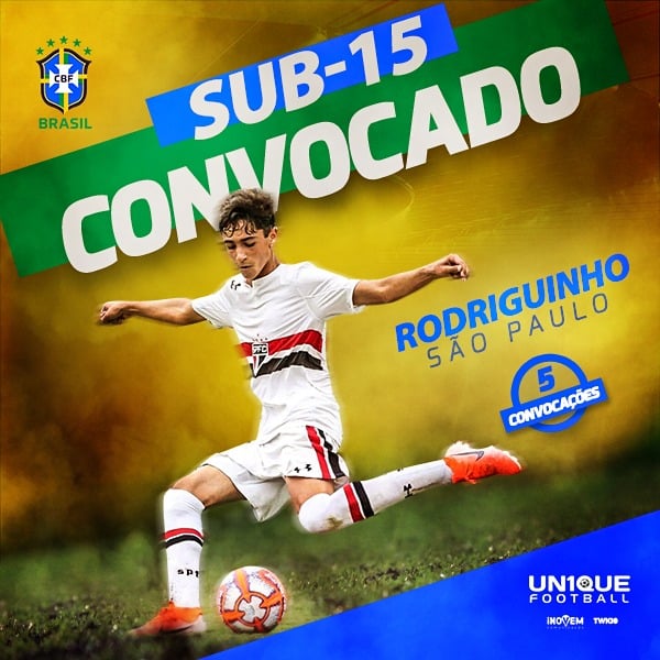 Rodriguinho, meio-campista do São Paulo, é convocado para a Seleção Brasileira Sub-15