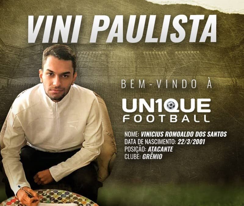 Vini Paulista, atacante do Grêmio, é o novo cliente da Un1que Football