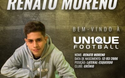 Renato Moreno, lateral-esquerdo do Grêmio Sub-14, é o novo cliente da Un1que Football