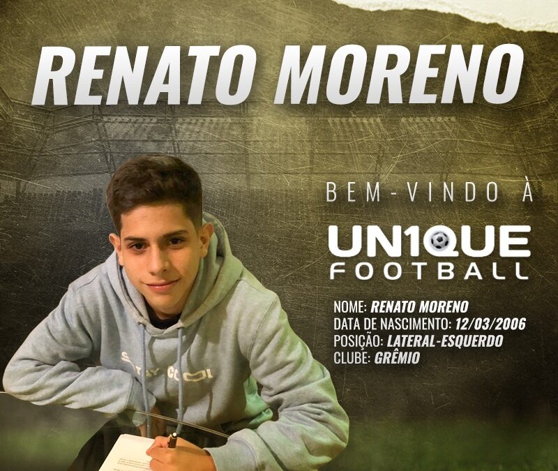 Renato Moreno, lateral-esquerdo do Grêmio Sub-14, é o novo cliente da Un1que Football