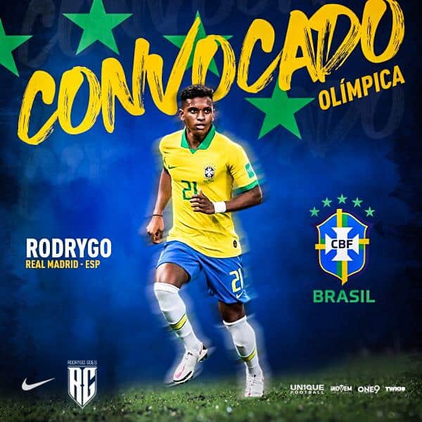 Atacante Rodrygo é convocado para a Seleção Brasileira Olímpica