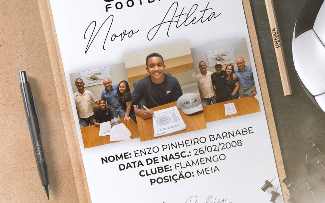 Enzo, meio-campista do Flamengo Sub-13, é o novo cliente da Un1que Football