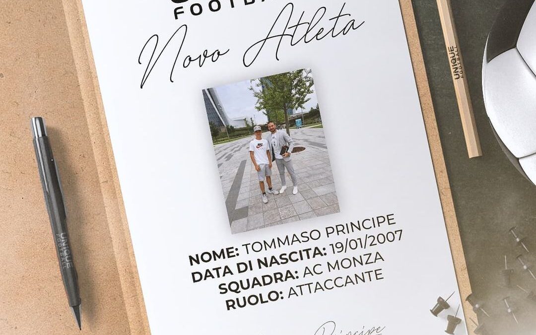 Tommaso, atacante do Monza-ITA, de 14 anos, é o novo cliente da Un1que Football