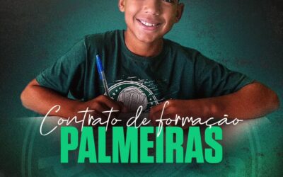 Meia-atacante Matheus, um dos destaques do Palmeiras Sub-14, assina contrato de formação