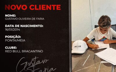 Gustavo Faria, atleta do Red Bull Bragantino, de 10 anos, é o novo cliente da Un1que Football