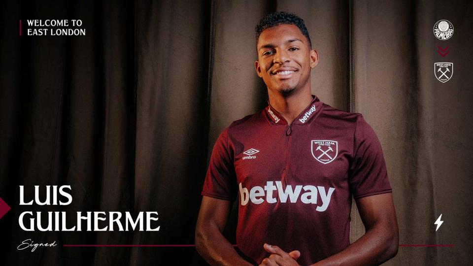 West Ham oficializa compra do meia-atacante Luis Guilherme; atleta é a terceira maior negociação da história do Palmeiras