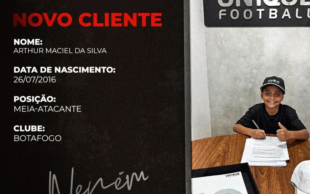 Neném, meia-atacante do Botafogo Sub-9, é o novo cliente da Un1que Football