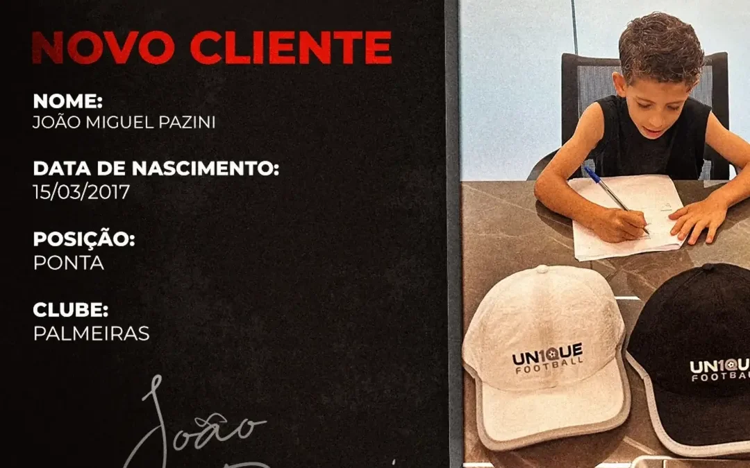 João Pazini, ponta do Palmeiras Sub-8, é o novo cliente da Un1que Football