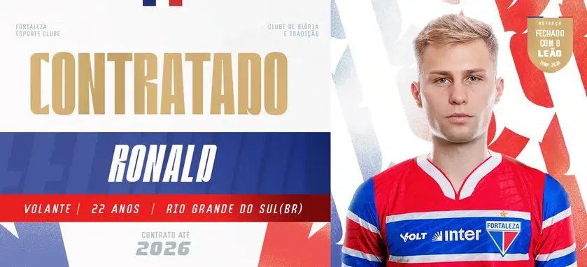 Meio-campista Ronald é contratado pelo Fortaleza